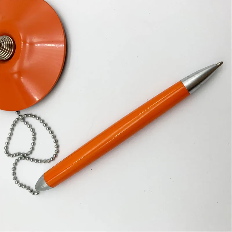 Plastic Table Pen Counter Pen Desk Pen with Metal Chain