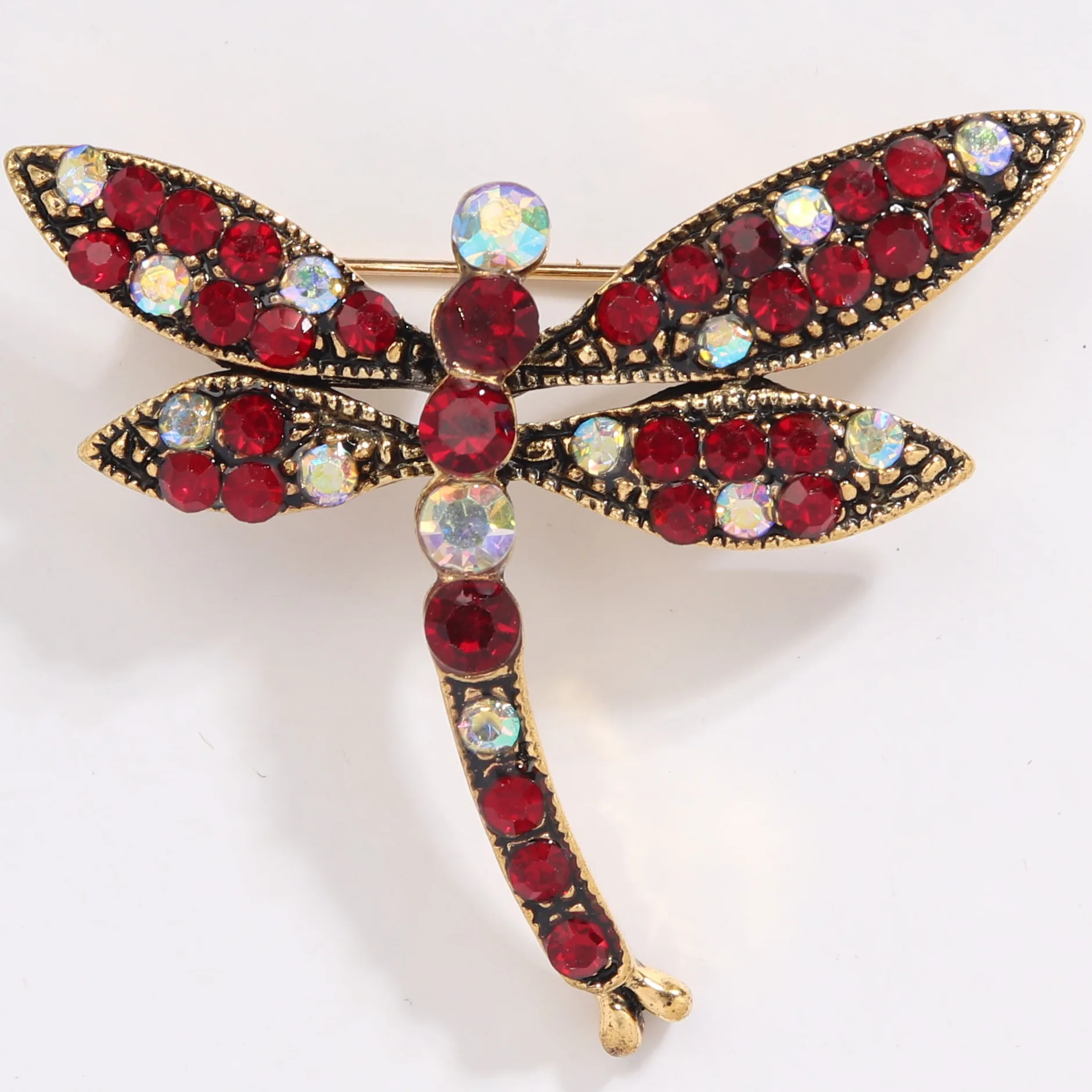Insects Retro Oil Drop Dragonfly Corsage High-grade Rhinestone Bee Brooch Pin Crystal Brooch
