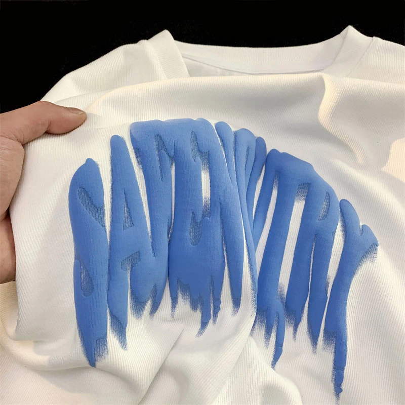 Wholesale Sublimation Blank Plain Cotton Tshirts Oversized Embossed Puff Printing Unisex T-shirt Clothing Manufacturers Custom