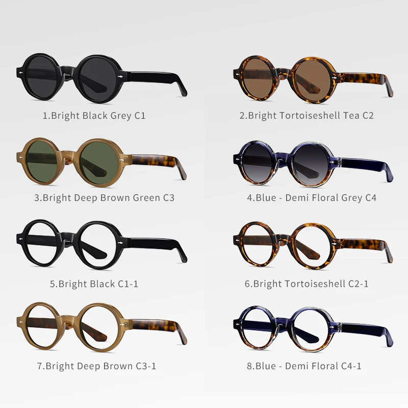 Retro Round Customized Sunglasses TAC Lenses UV400 Blocker Sun Glasses Acetate Temples Sunglasses 2024