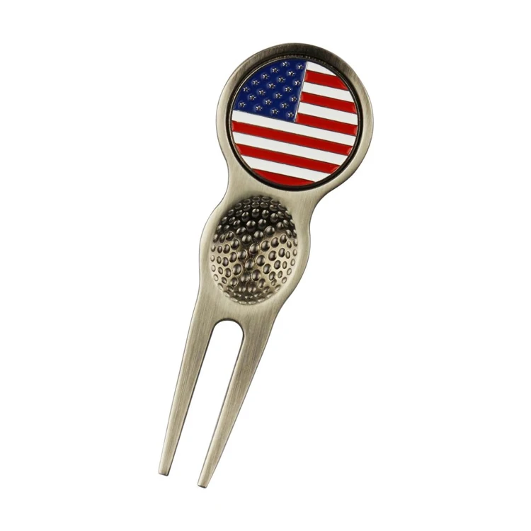 Oem Foldable Metal Pitch Divot Tool With Golf Ball Markers Magnetic Hat Clip Accessories Repair Custom Logo Golf Divot Tool