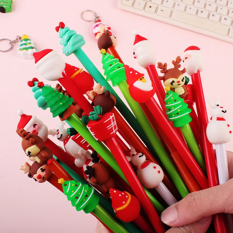 Cartoon Christmas 3D Neutral Pen Full Needle Smooth Water Slide Neutral Pen Black Pen Core Santa Claus Animal