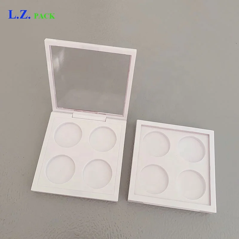 LZ Pack Stock 100pcs Square Inner 26.5mm Lipstick Case Custom Logo Magnetic Closure Cosmetics Eyeshadow Palette With Window