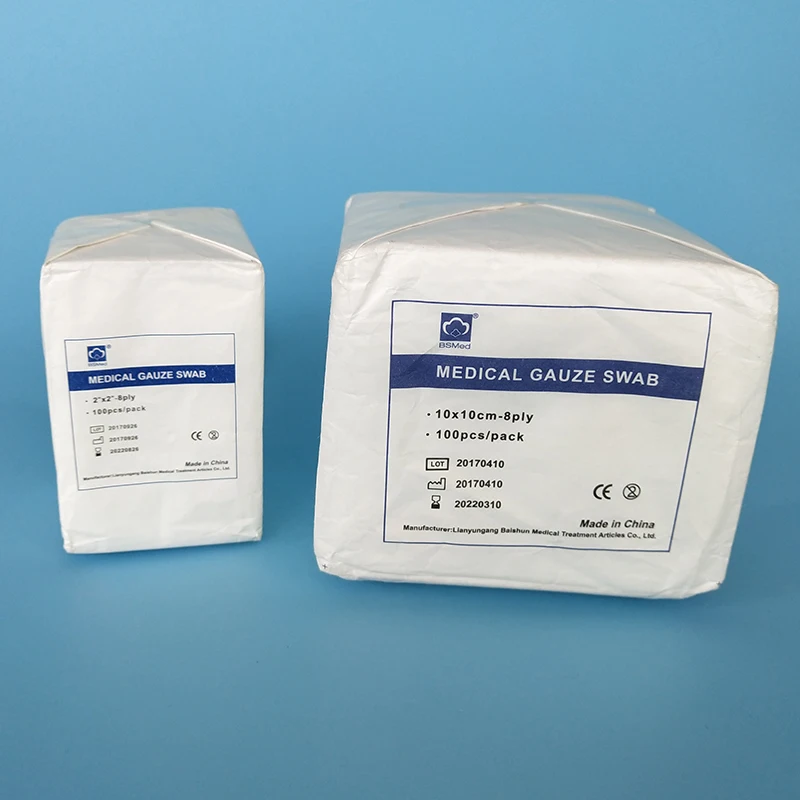 High Quality gauze dressing gauze sponge compress gauze swabs pads 4ply, 8ply, 12ply, 16ply, 24ply