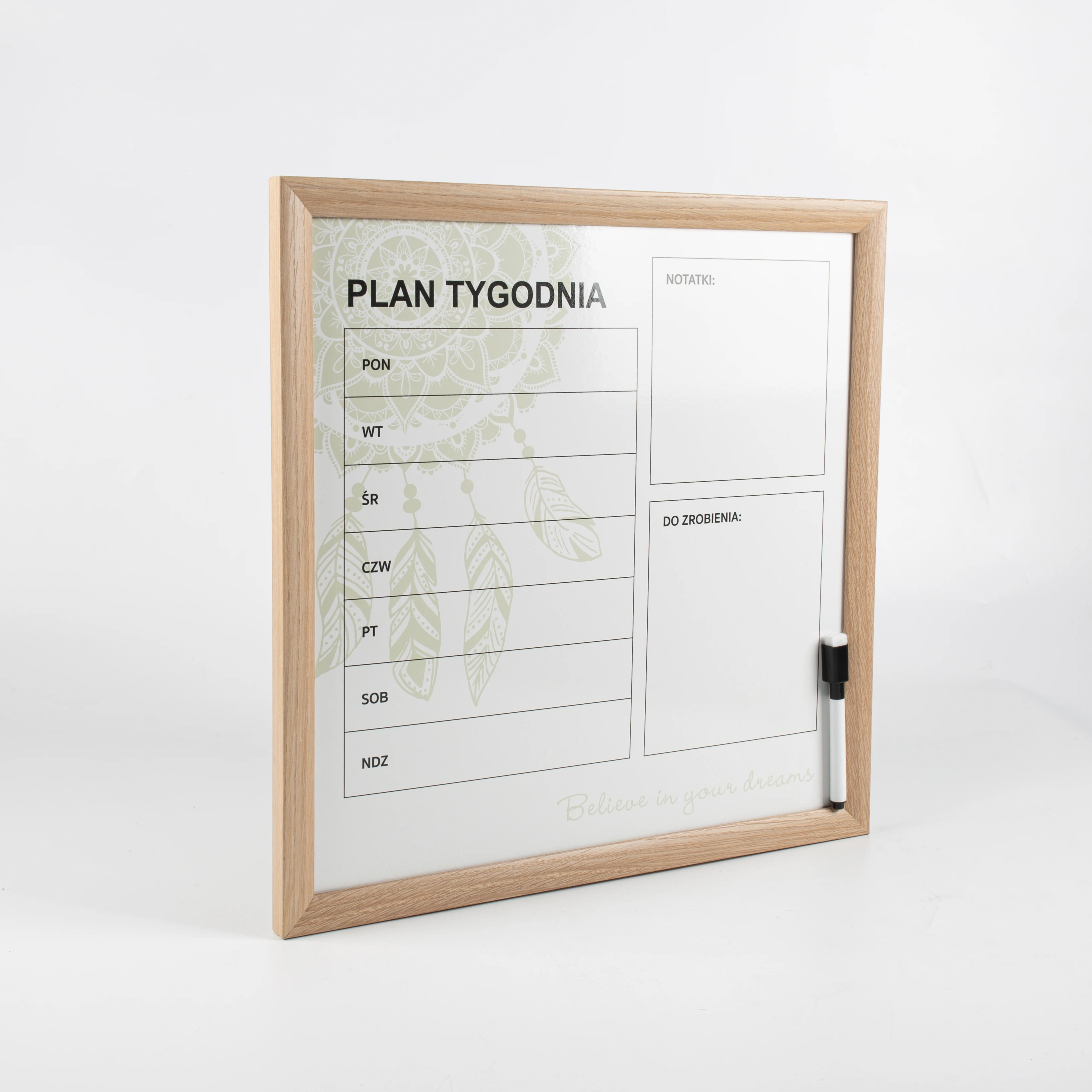Wall Hanging Wood Frame Whiteboard Calendar Dry Erase Weekly Planner Chore Chart