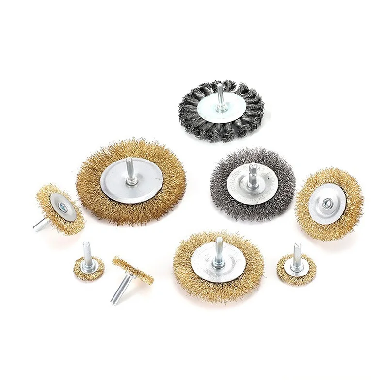 25-100mm Flat Wire Brush with Round Shank Flat Steel Wire Wheel Electric Drill Grinding Mill Polish Wheel Derusting Tool