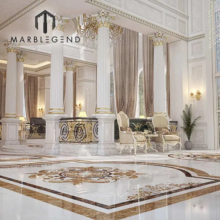 one-stop solution luxury marble medallion floor pattern waterjet marble inlay design for villa