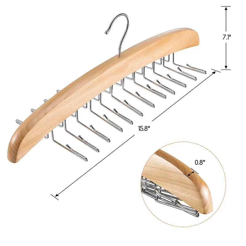 Tie Rack Hanger for Closet Wooden Tie Holder Organizer Necktie Storage  360 Degree Rotating Tie Rack Tank Tops Accessories