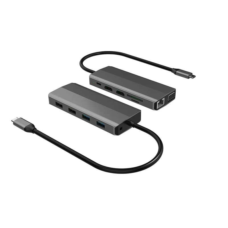  Портативный для путешествия дизайн алюминия высокой скорости 10 в 1 usb-кабель типа C usb Hub адаптер Usb-c Мини