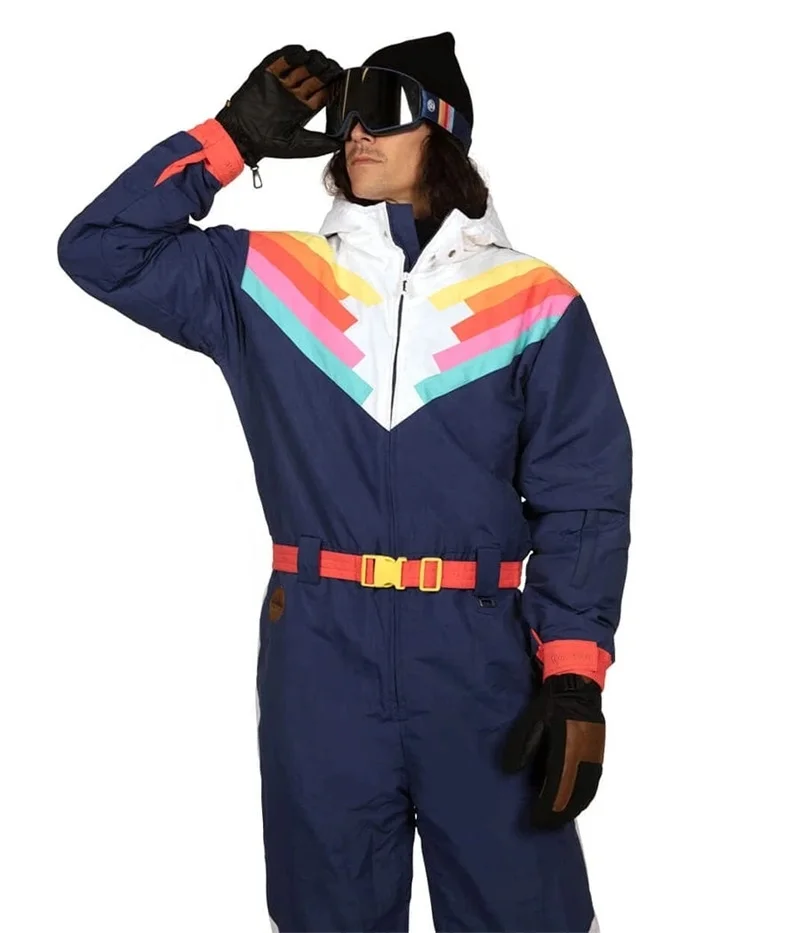 Custom Soft Shell Waterproof Breathable Membrane Full Zip Up Winter Outdoor Men Ski Snow Suit Overall