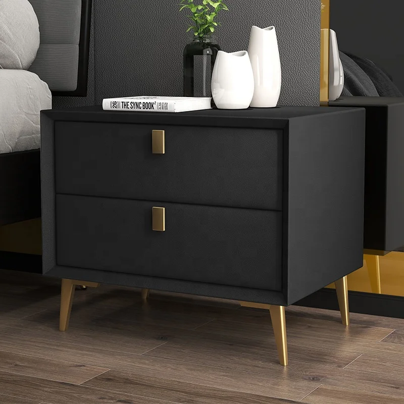 CTG07 Customized Modern Luxury 2 Drawers Storage Leather  Living Room Furniture Storage Chest Nightstand Bedroom Bedside Table
