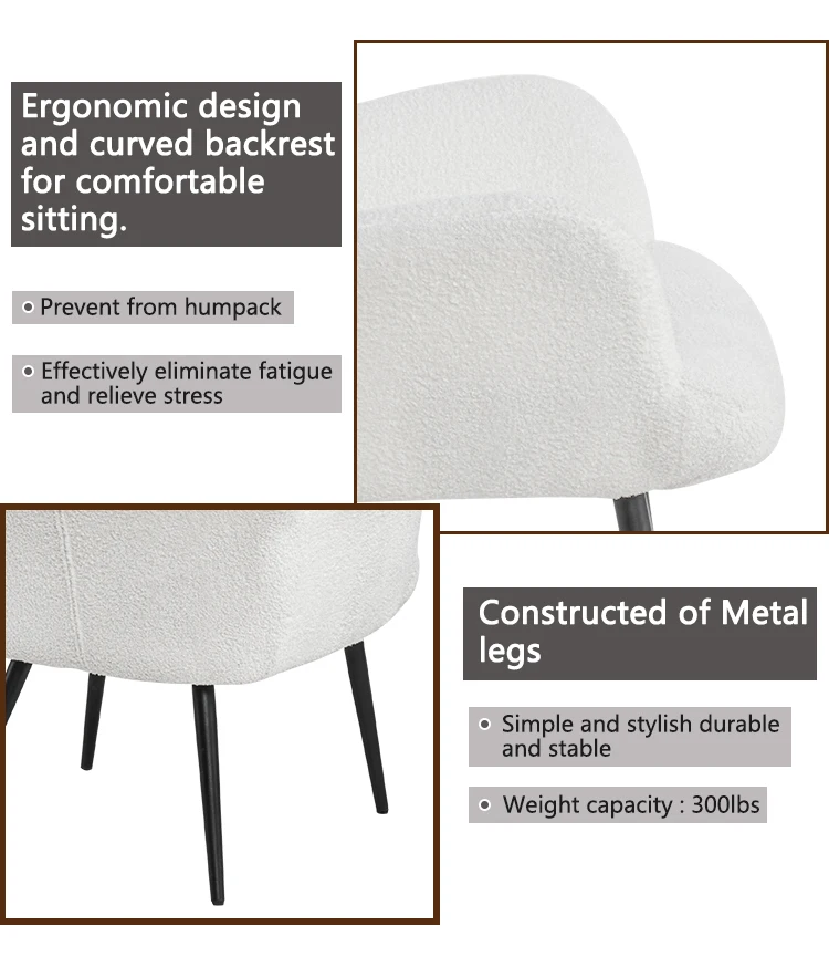 Single sofa creative design velvet armchair Nordic leisure accent lounge comfortable backrest white living room chair