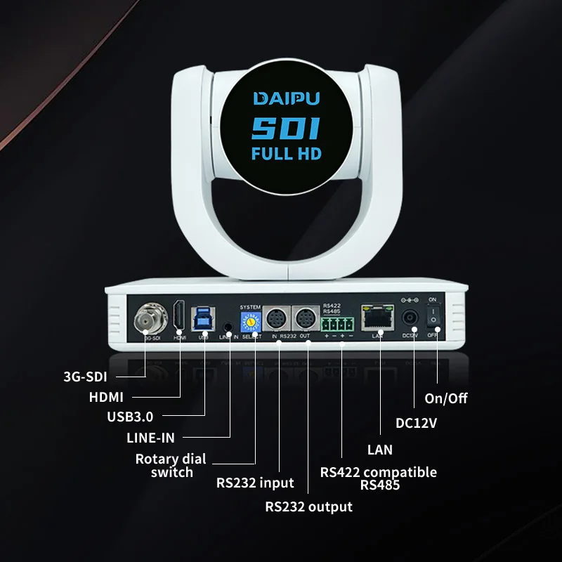 DAIPU Professional IP Live Broadcasting System 20X Optical Zoom Full HD 1080P Auto Tracking PTZ SDI Camera with PoE