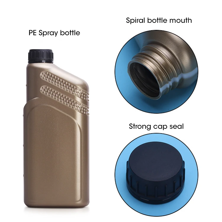 Wholesale PE Plastic Black 1000ml screw cap motorcycles gasoline engine oil plastic bottle