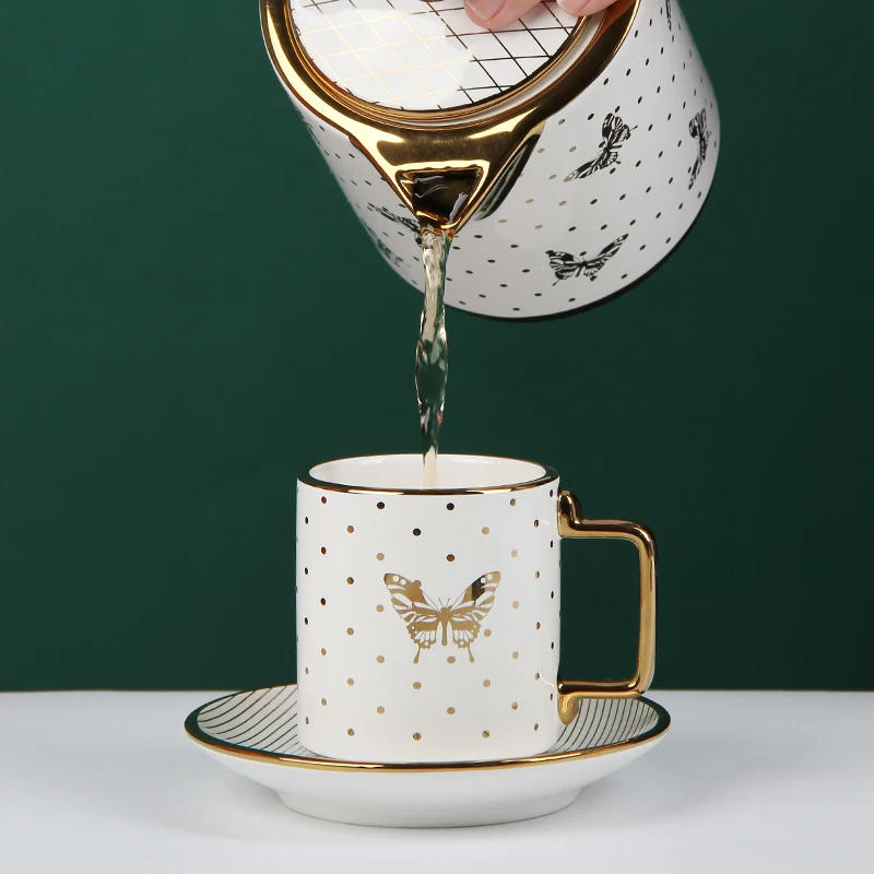 Hot sale high quality custom color 8pcs nordic coffee cuo with saucer for home hotel