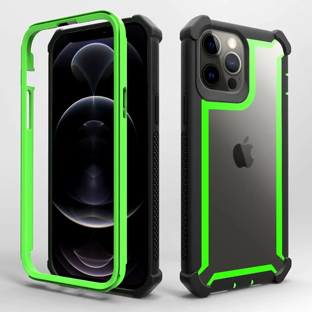 Shockproof Transparent 3 in 1 Clear Phone Cover For Iphone 13 12promax Acrylic Case For iphone 11 pro max