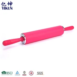 Household Kitchen Durable Silicone Rubber Dough Rolling Pin With Handle