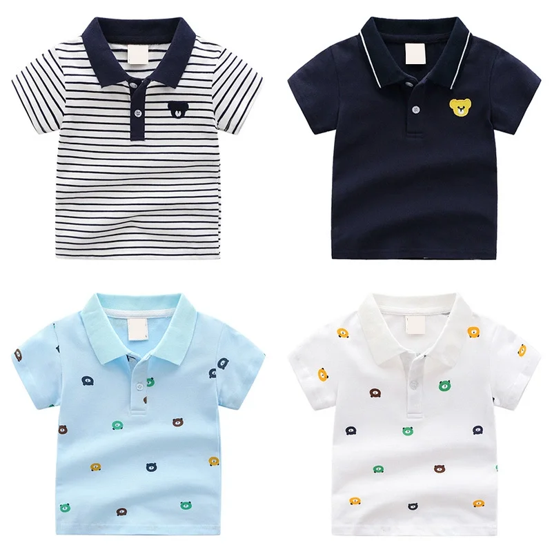 2022 New Fashion Polo T-Shirt for Boys Cartoon Pattern 2-6 Years Summer Kids Tops Baby Polo Kids Shirts