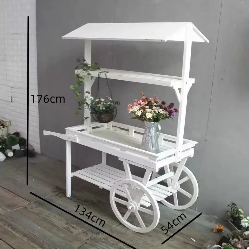 Customized Half Barrel Wagon Wooden Flower Cart for Home Garden Decor Garden Supplies
