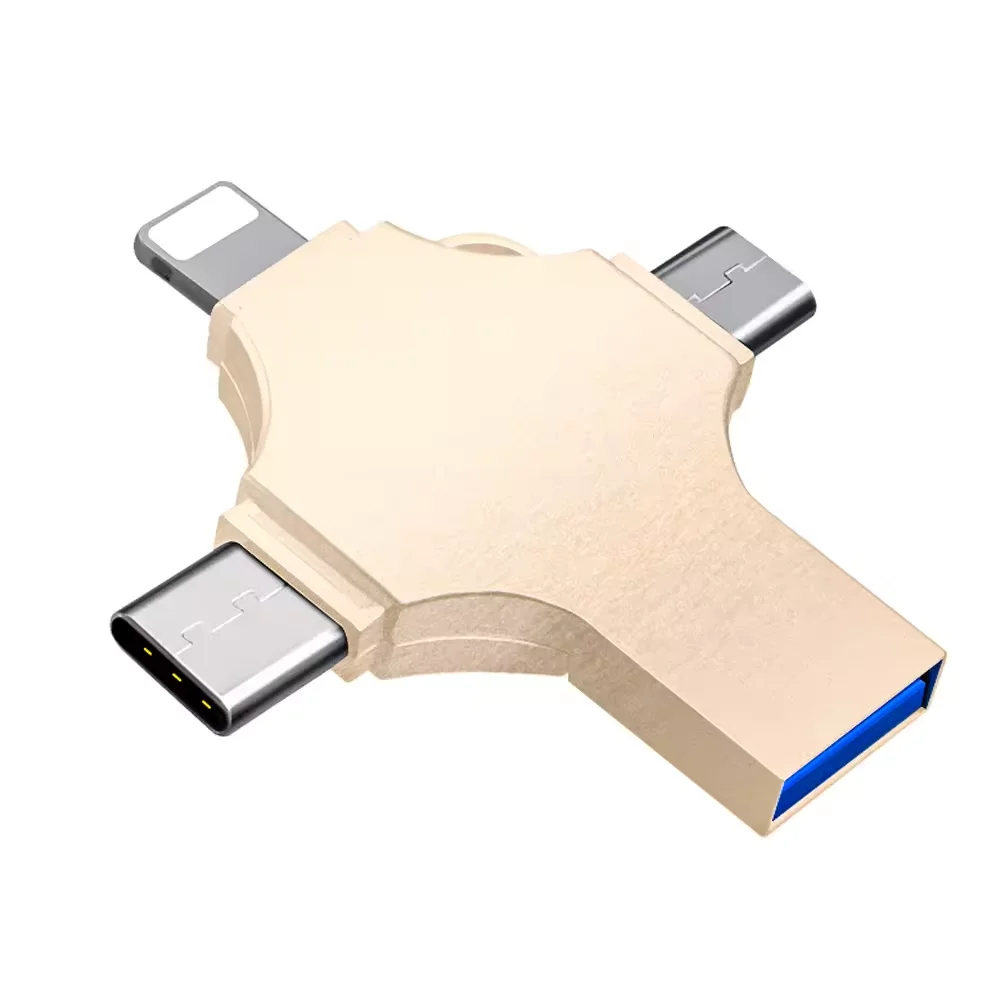 Пользовательские 4 в 1 Usb флэш-накопители 32 ГБ 64 128 256 Type-C карта памяти 8 Otg USB stick