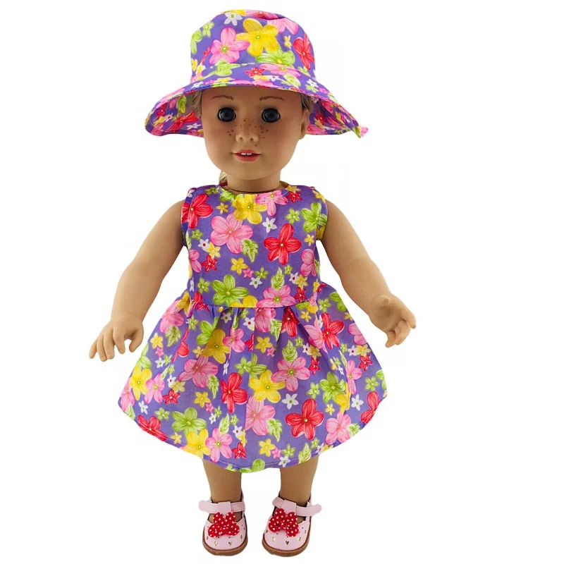 2022  daily different styles doll clothes 18 inch beautiful doll pink dress clothes with hat