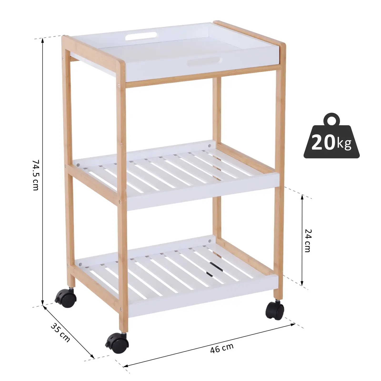 3 Tiers Bamboo Kitchen Trolley Cart Mobile Storage Rack With Kitchen Storage Trolley Wheels