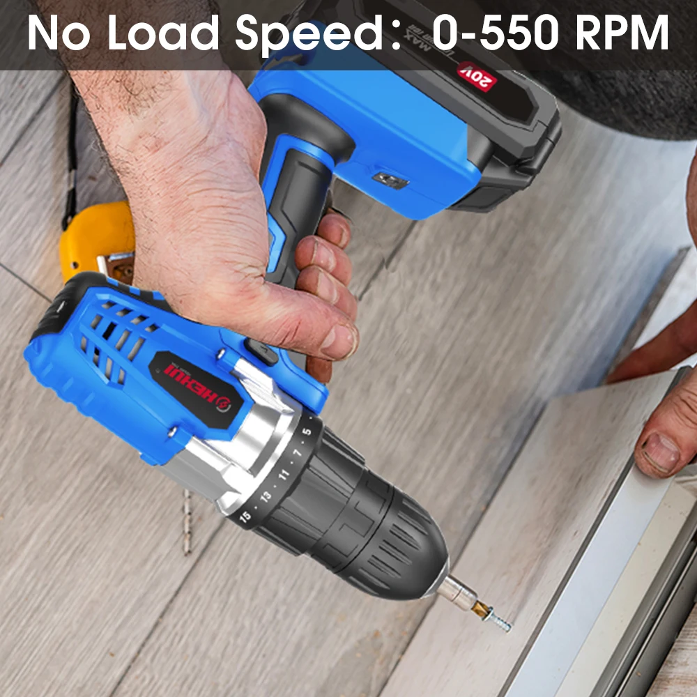 Hehui 20V 10Mm 18Nm Cordless Driver Drill Electric Screwdriver Mini Hand Drill Lithium-Ion Battery Drilling Tool
