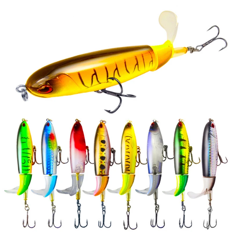 13g 35g Topwater Fishing Lure Whopper Plopper Bait Rotating Tail Pencil Popper Hard Pike Bait Fishing Plopper Hook