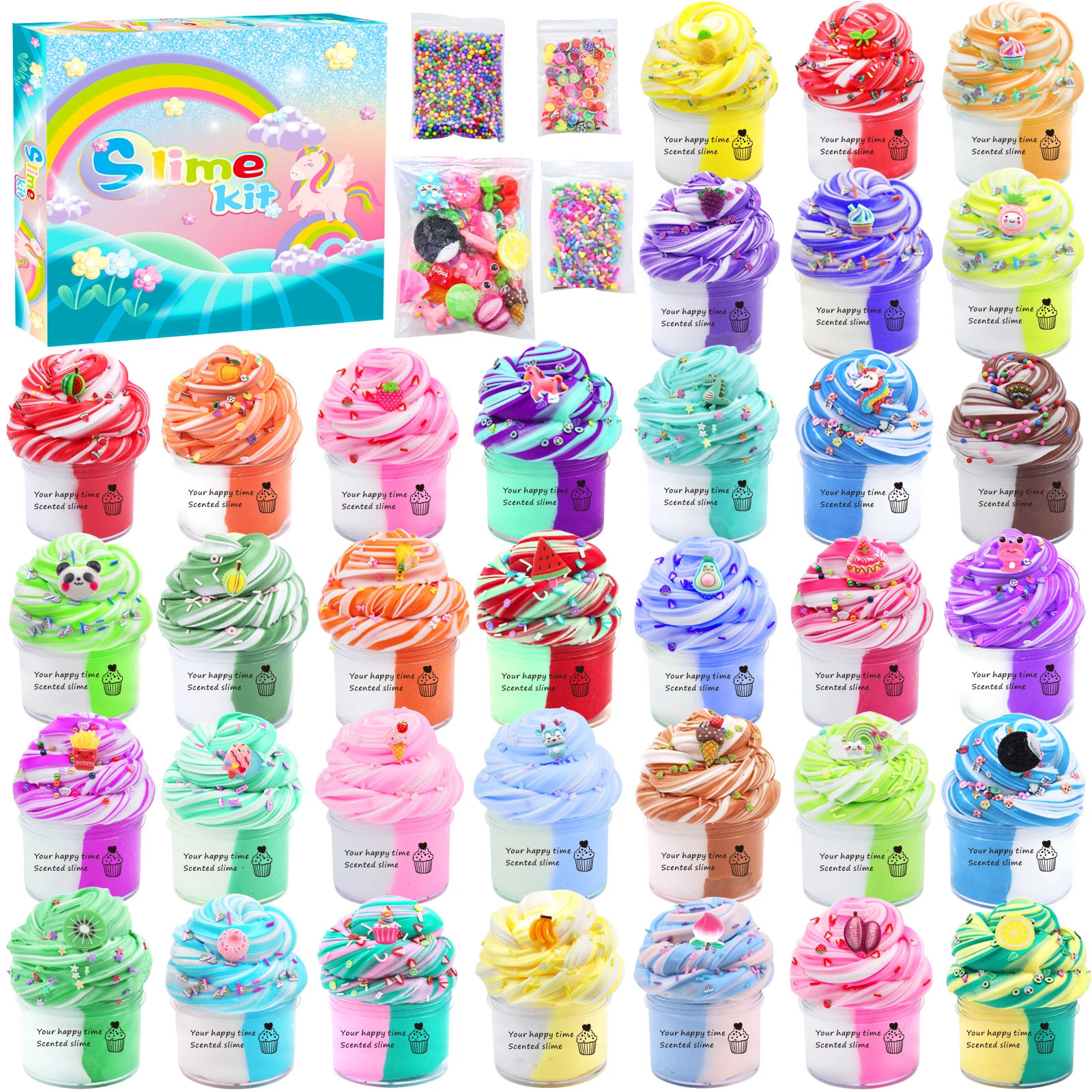 34 colors Butter Slime Kit Gifts Slime Stress Relief Toy Scented Sludge Toy for Kids Butter Slime Kit Toys