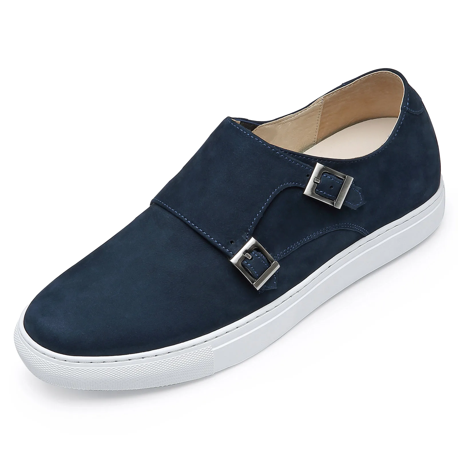 Wholesale elevator double monk strap casual shoes walking style slip on shoes men