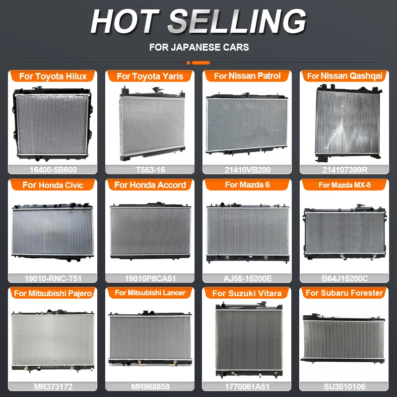Auto Spare Parts Water Cooling System Radiator for Toyota Honda Nissan Mazda Isuzu Subaru Mitsubishi Lexus Japanese Car