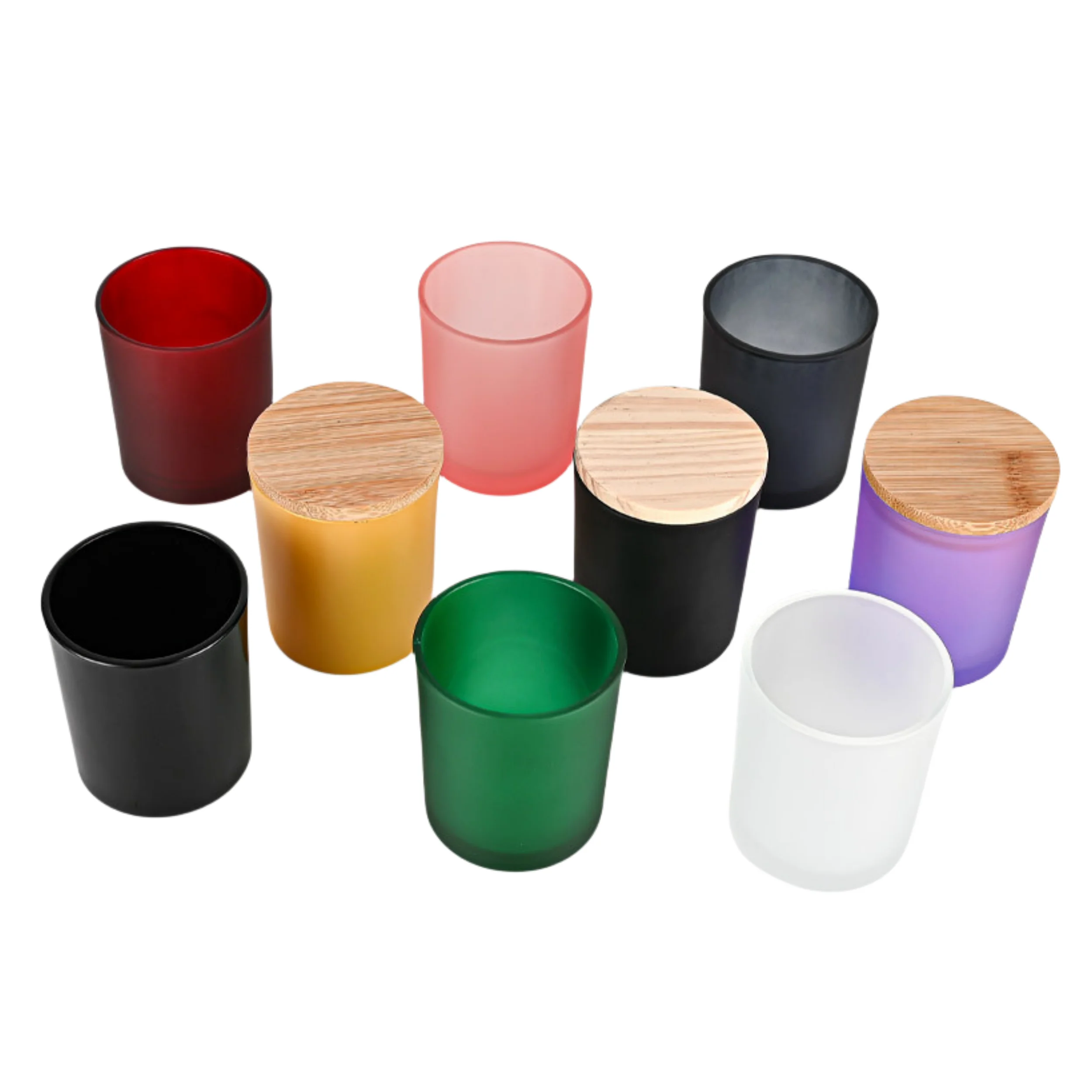 Diameter 7CM 7-10OZ Colorful Frosted Empty Glass Candle Jar Holder Container Vessel With Lid for Candle Making