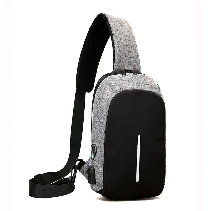 
New Spring Leisure Outdoor Riding Shoulder Sling Bag Nylon USB Men Chest Bag 