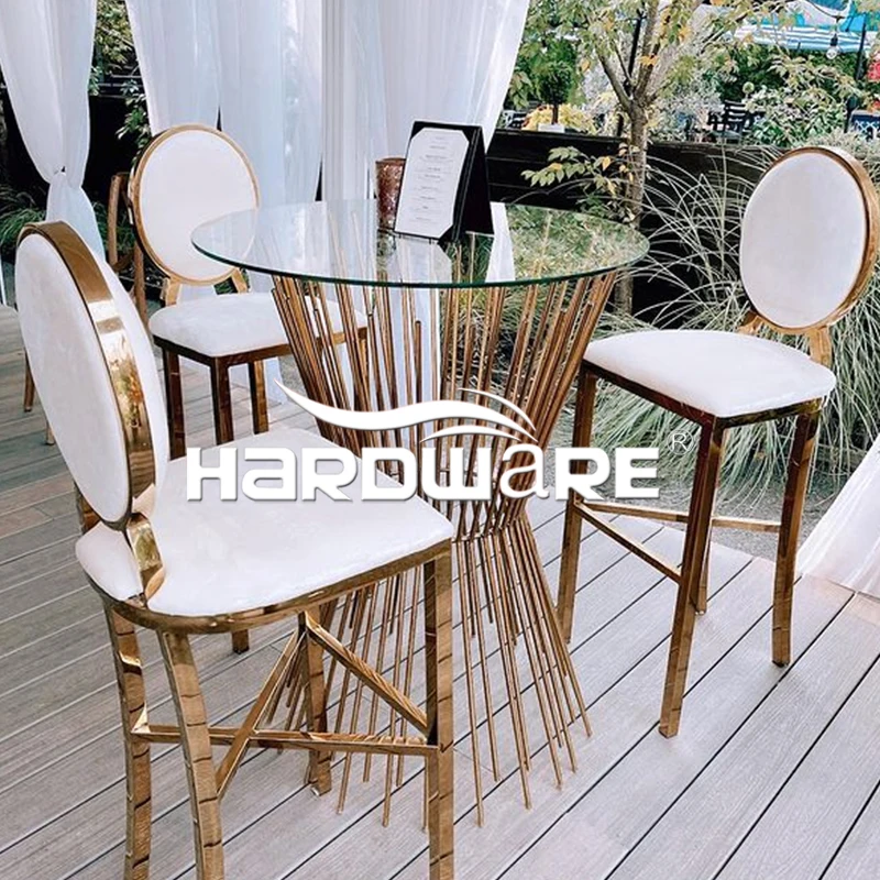 Gold Stainless Steel Cocktail Nightclub Modern High Bar Stool Chair