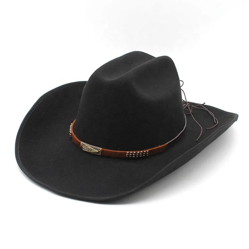 OEM ODM womens organize WOOL fleece polyester wide brim sample cowboy cowgirl felt fedora hat with hat box for men winter