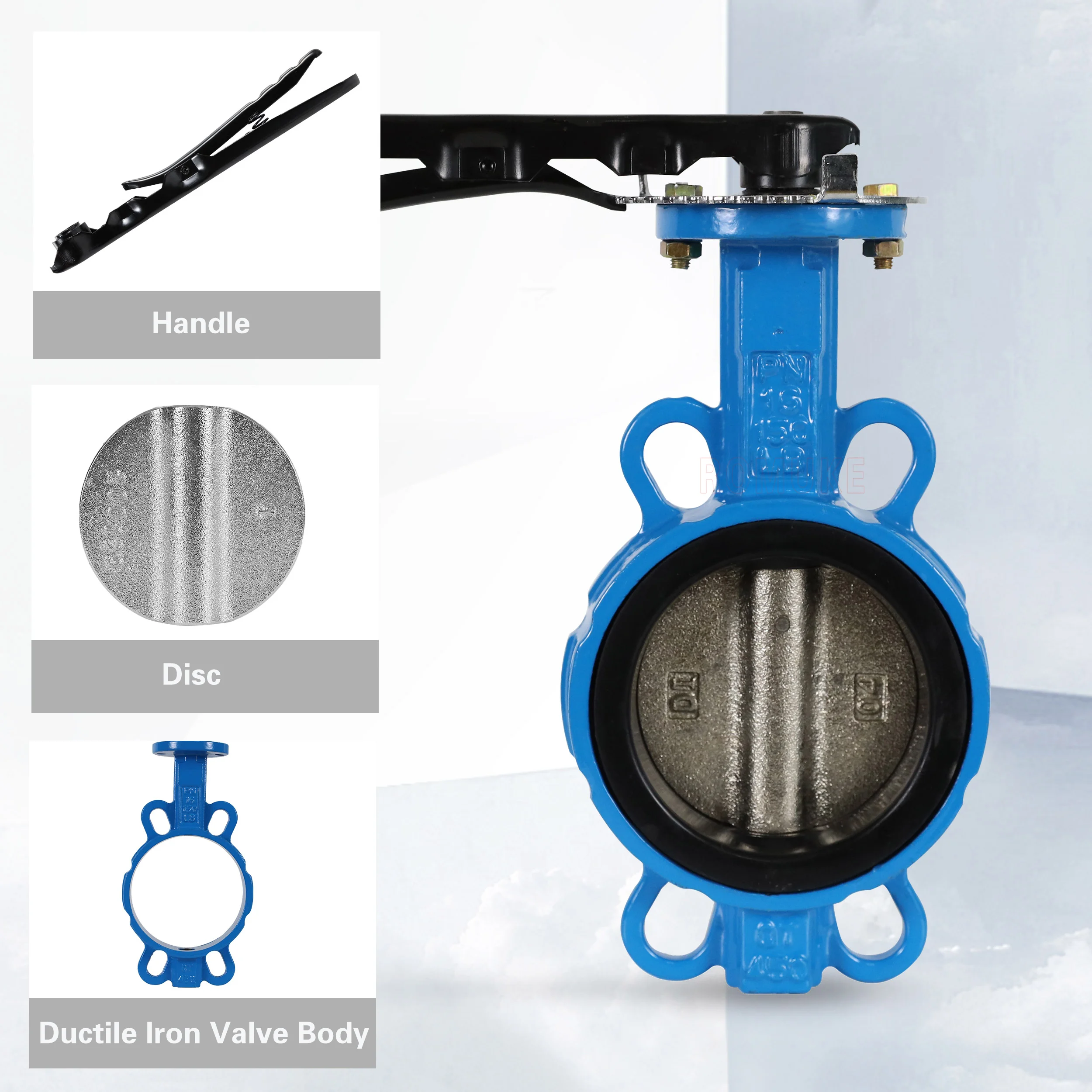 D71X-16Q handle butterfly valve ductile iron manual wafer type soft seal butterfly valve DN50 100 150 200