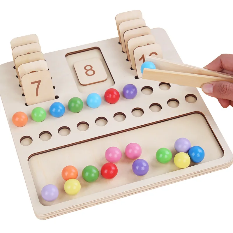 Children Learning Math Toy Education Game Montessori Wooden Counting Board Beads Tray Number Calculation Toy Kids Learning Math