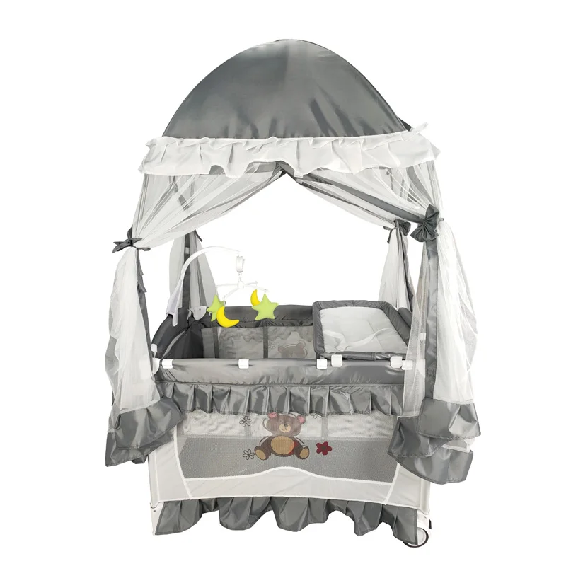 Сделанная на заказ современная роскошная Дворцовая сетчатая детская кровать, портативная детская кроватка с москитной сеткой/