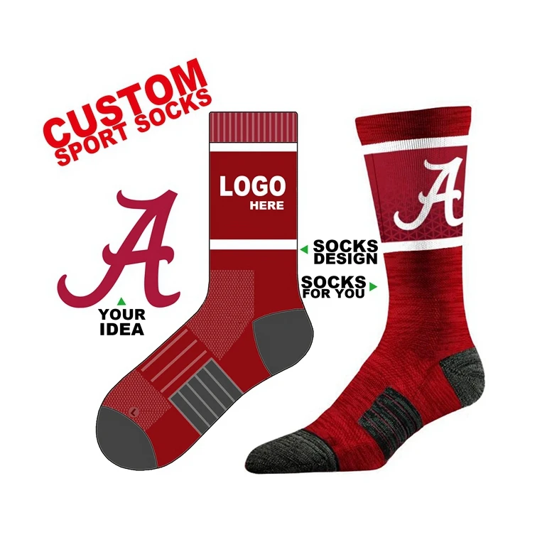 Wholesale Made Your Own Basketball Athletic Sock Custom Design Logo Sports Socks Customized Sport Sox