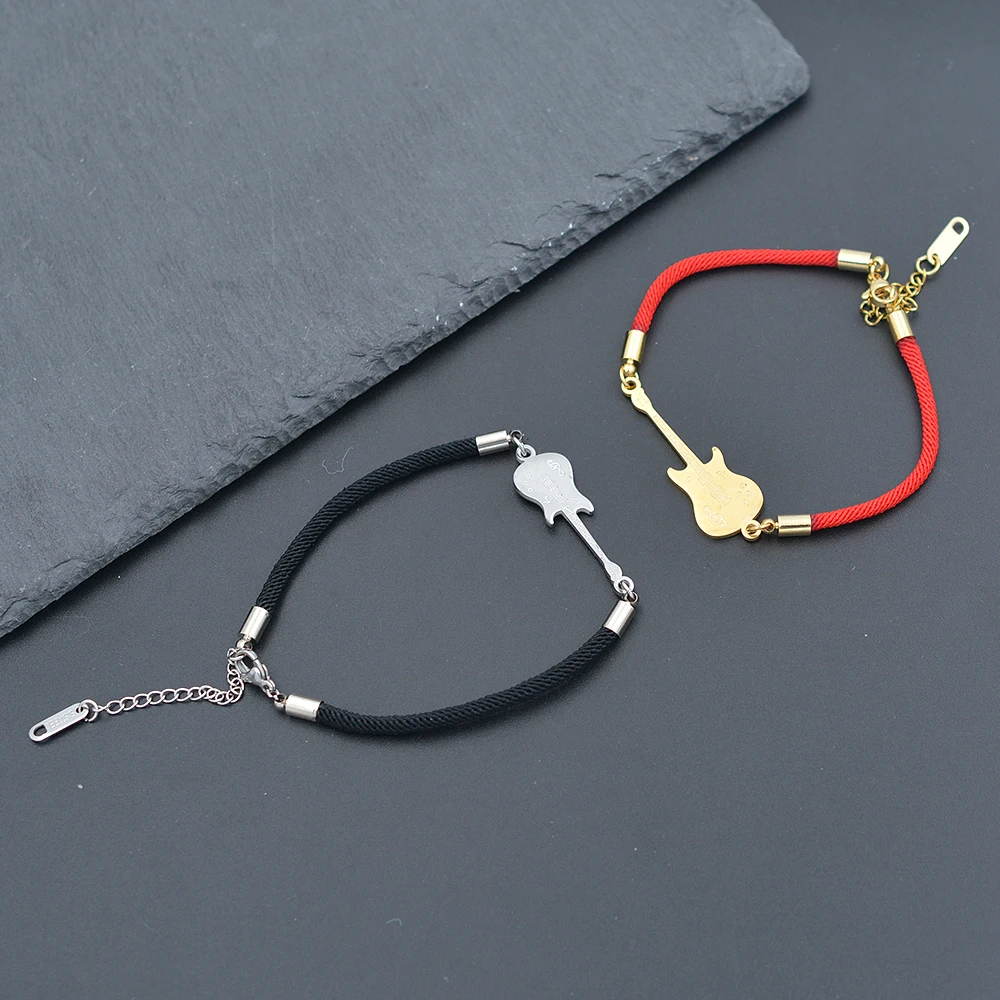 Trendy Design Valentines Day Romantic Special Gift Item Gold Silver Guitar Bracelet Jewelry Couple Amour