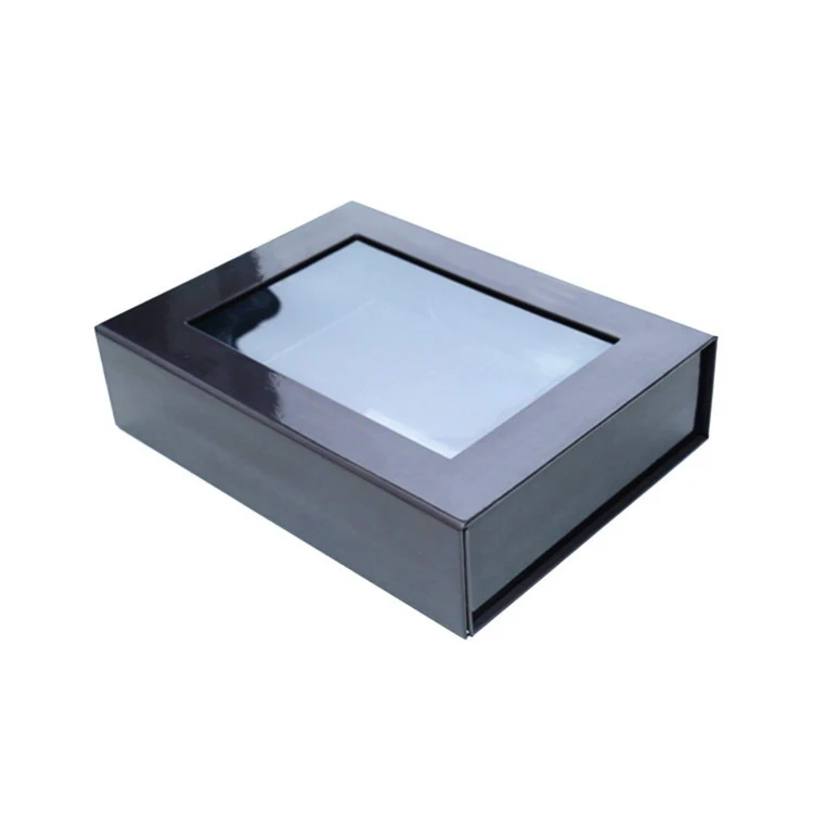 Custom rigid hardbox magnetbox window matt magnet box packaging luxury folding gift box with magnetic with window