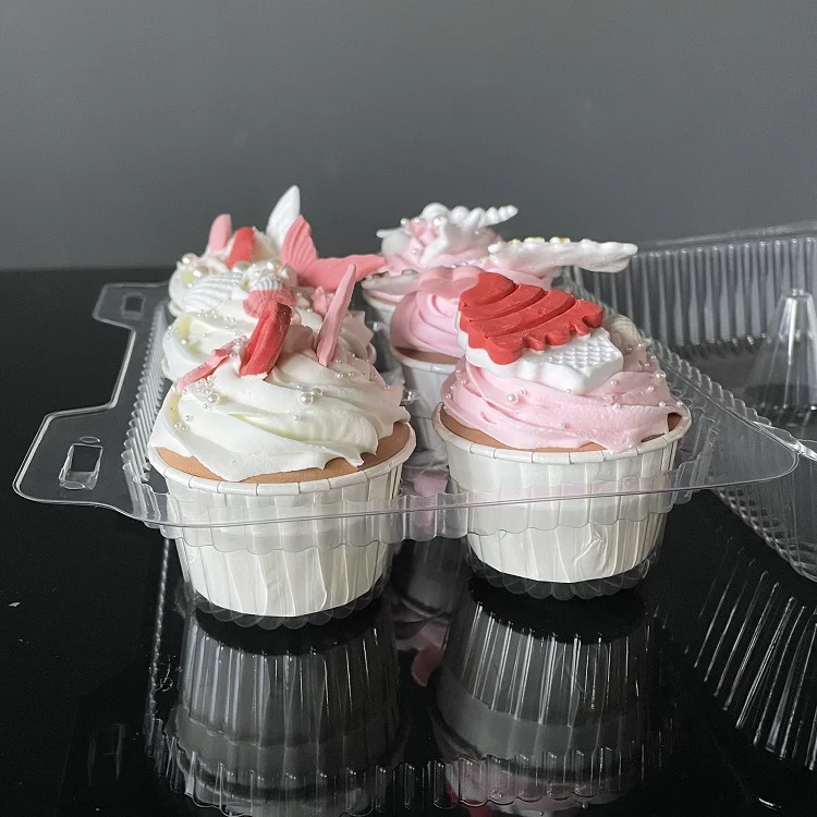 Promotional Wholesale 6 Compartment Plastic Clamshell Mini Cupcake Container