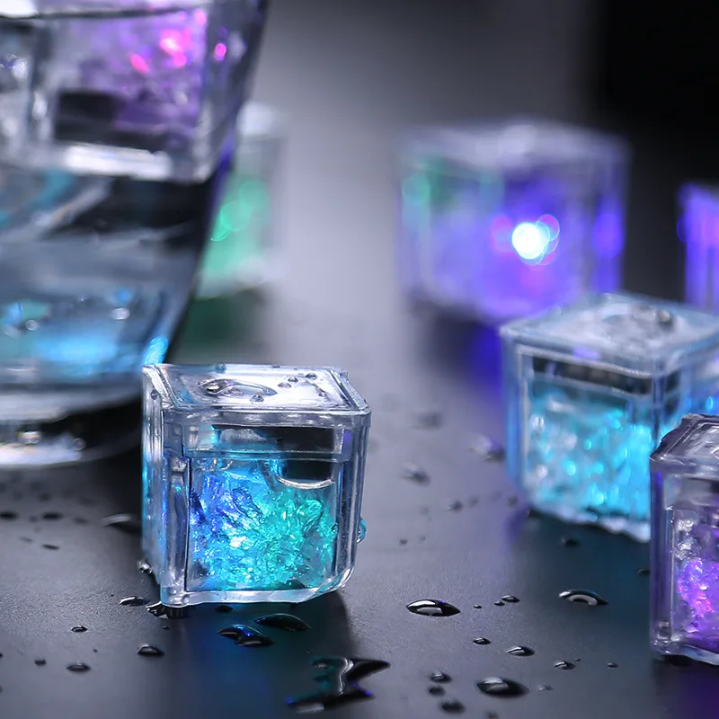 3PCS LED Lighted/Glow Ice Cubes Bar Fast Slow Flash Auto Changing Color Crystal Cube Water-activated Light-up For Romantic Party
