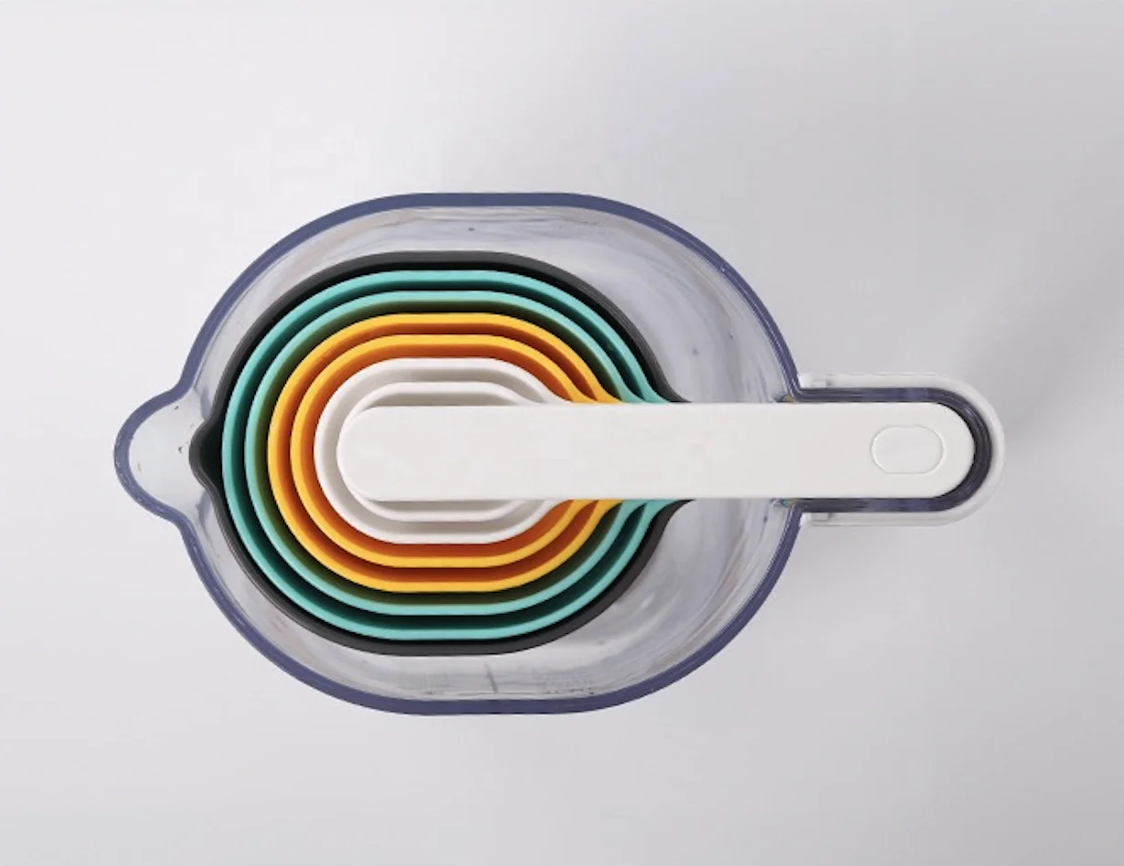 Amazon hot sell Home gadgets one-stop baking 9pcs AS and ABS material measuring cup with funnel and spatula