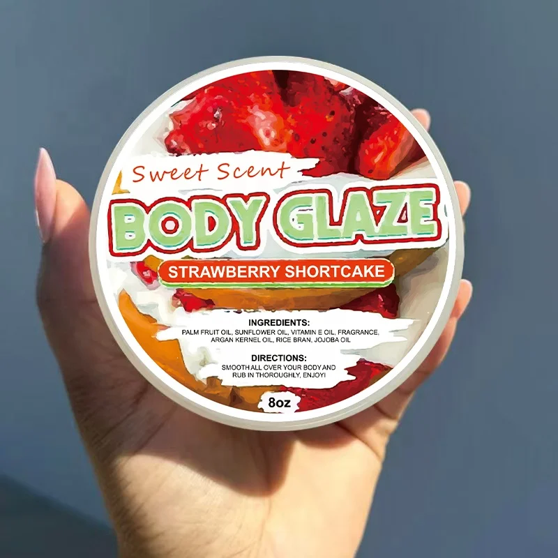 OEM Private Label Body Lotion Strawberry Body Glaze Moisturizing Shimmer Body Butter glaze
