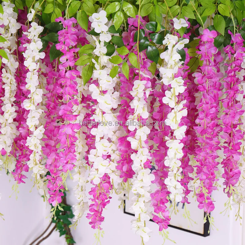 Purple Jual Bunga Chandelier Wisteria Garland Hanging Rattan Artificial Flowers for Wedding & Christmas Graduation Decorations