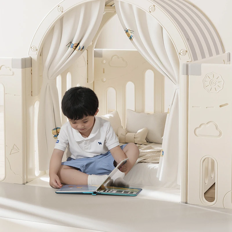 High quality indoor kid activity center fence baby safety folding playpen with basketball hoop 10+1