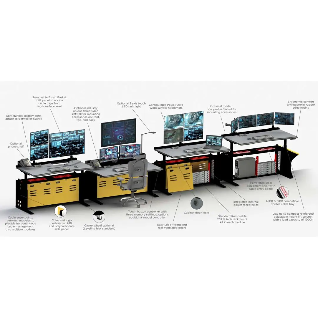 Custom Solutions Control Room Console Desk: Ideal Furniture for Security Monitoring and Broadcast Operations