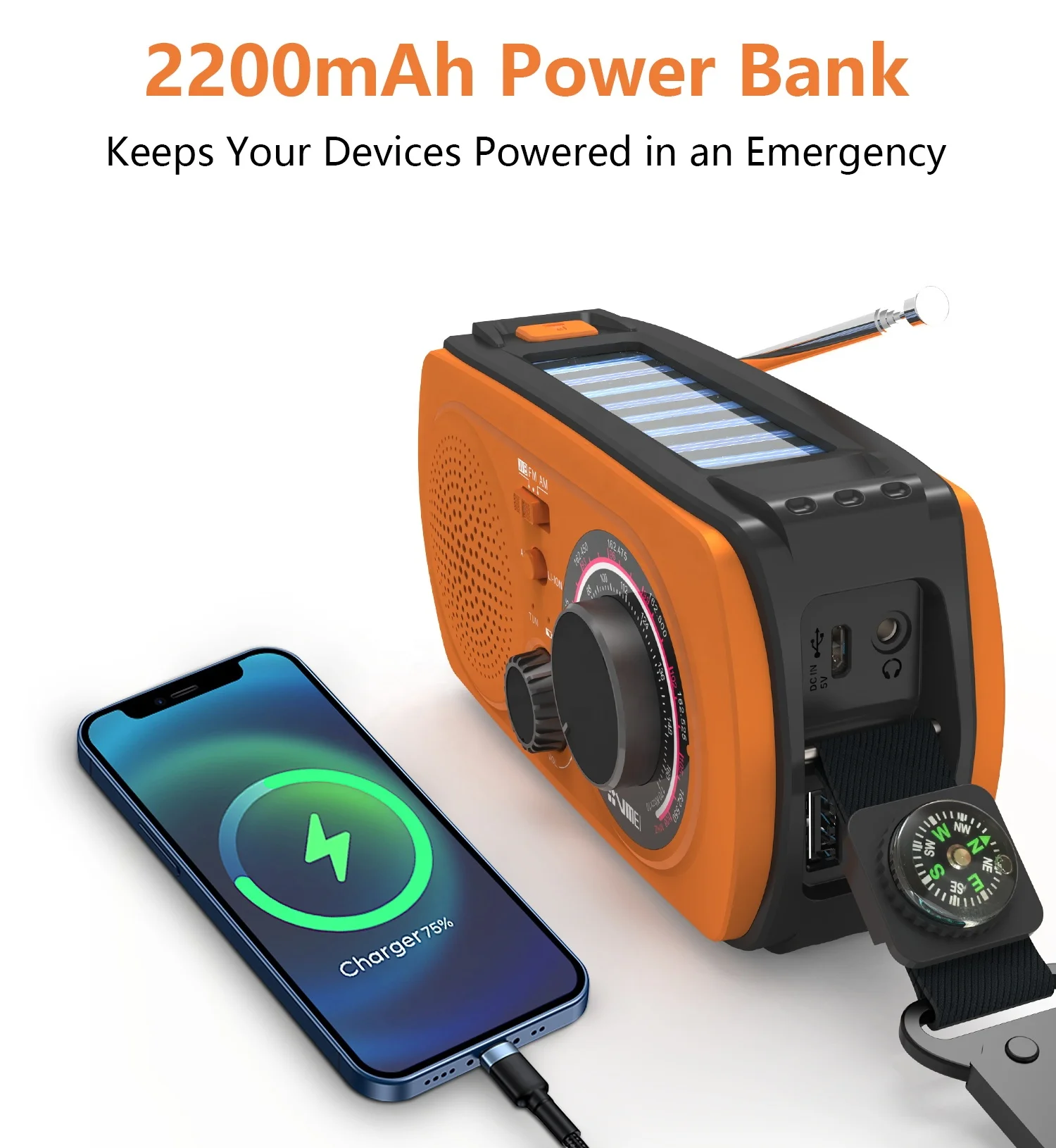 Hand Crank Solar Rechargeable Flashlight Battery Powered Other Lights Tools Emergency Radio