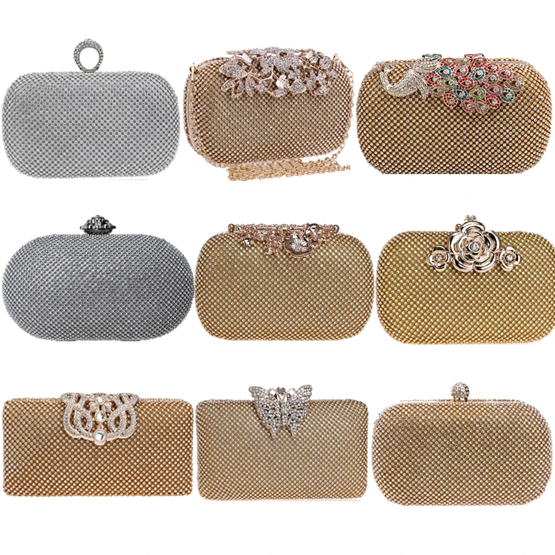 Sparkle metal evening clutch for women high quality clutches customize luxury dinner bag diamond crossbody bag rhinestone bags